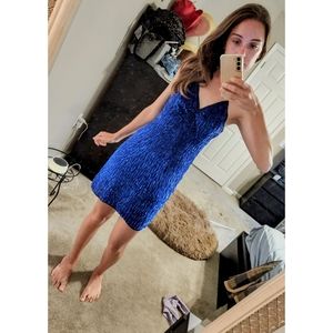 Vintage Sequin mini dress silk blue